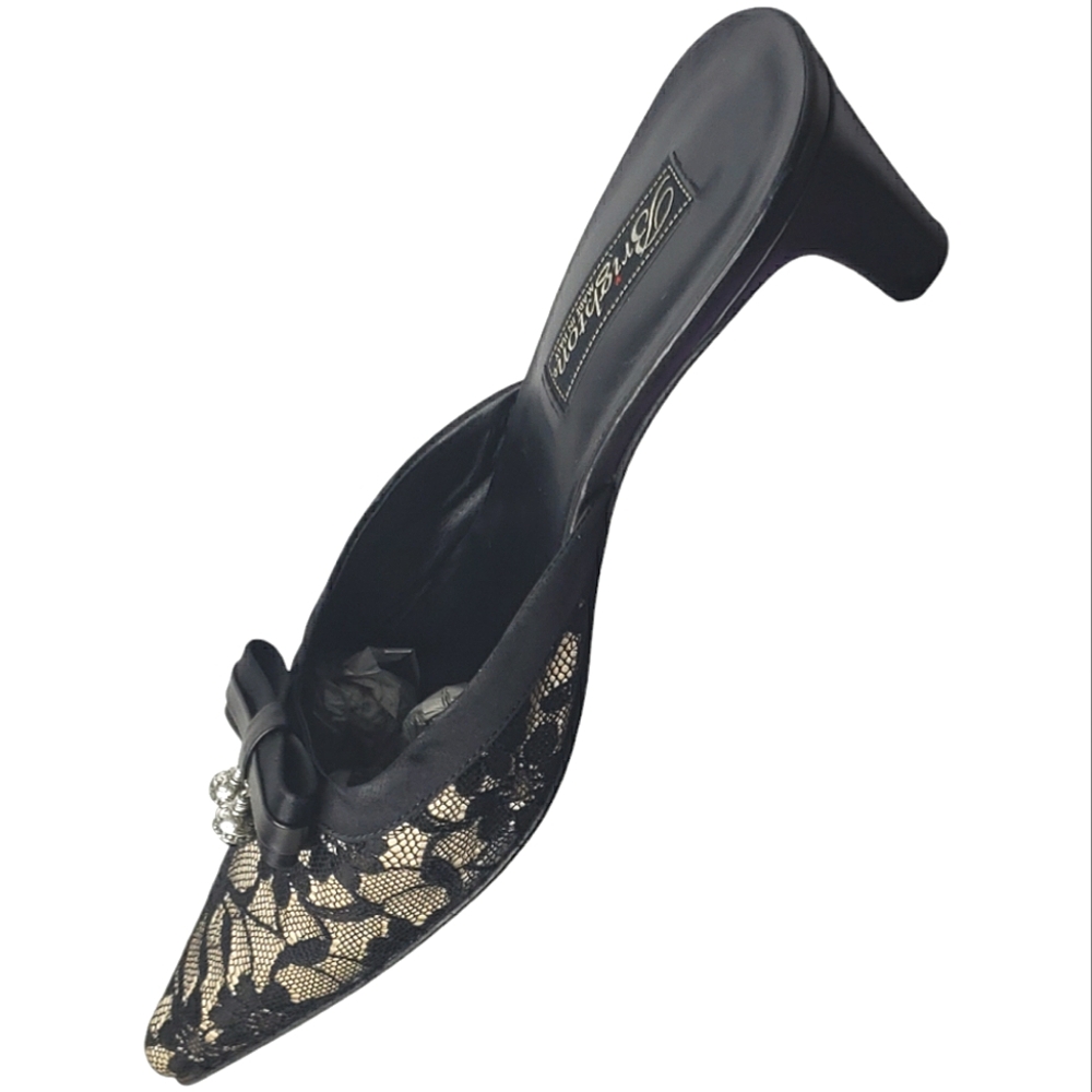 Brighton Talula Handcrafted Italy Lace Baubles Bow Kitten Ballet Event Mule 8.5